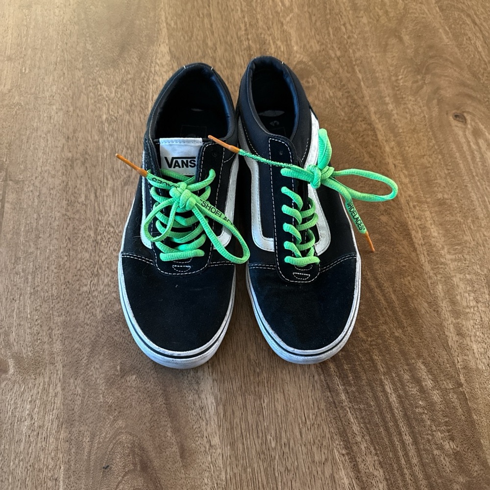 Vans Black Sneakers with Green Laces